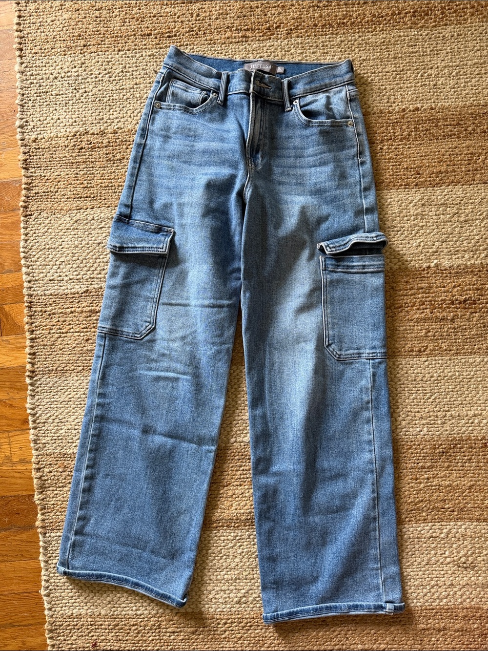 Just USA Light Blue Wide-Leg Cargo Jeans